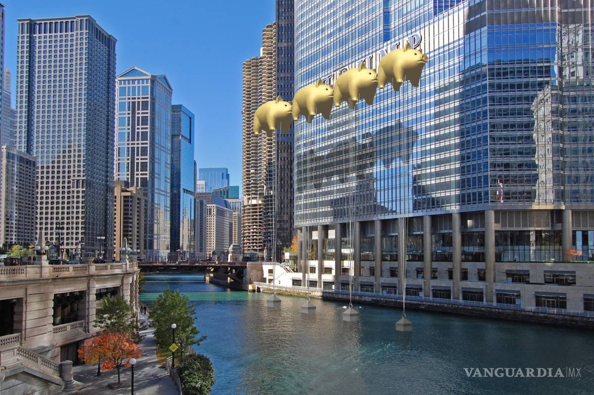 $!Buscarán cubrir el nombre de Trump con cerdos dorados