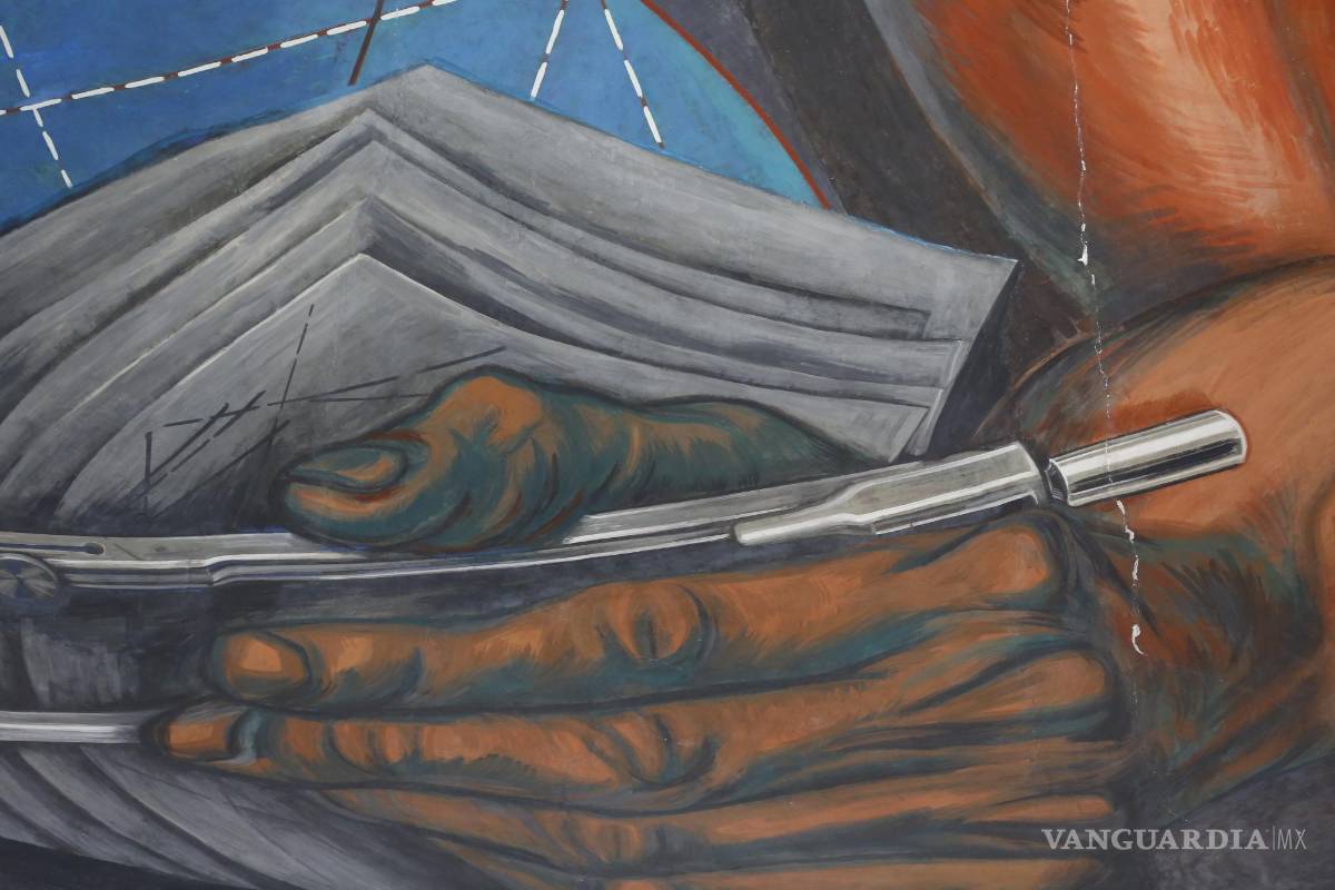 $!Mural “El Hombre Creador y Rebelde” de José Clemente Orozco, que sufrió daños por el sismo en el Museo de las Artes (MUSA) en Guadalajara (México).