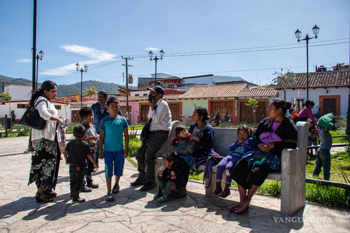 $!Indígenas tzolziles permanecen en un parque en el municipio de Pantelho, estado de Chiapas (México).