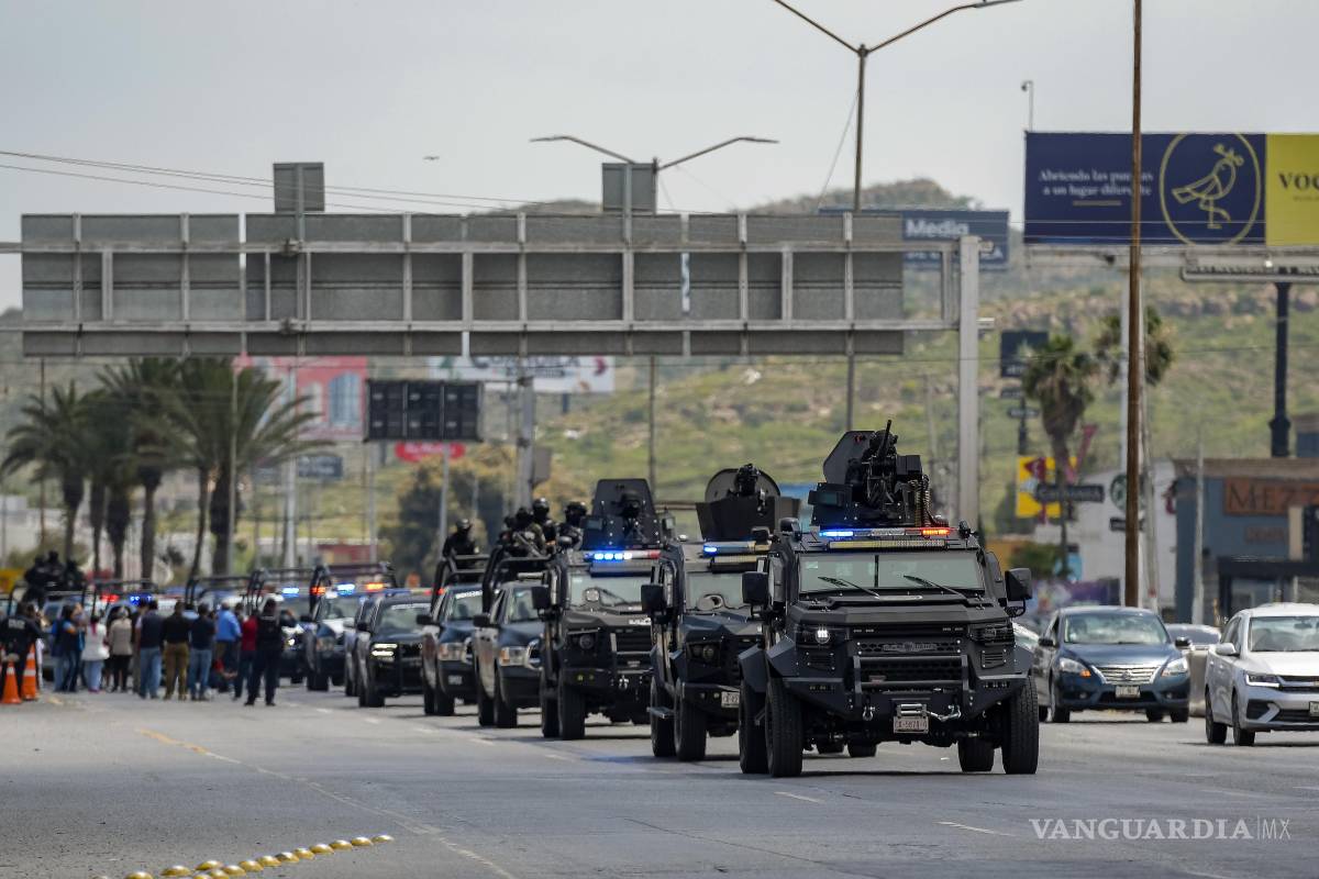 $!Arranque del operativo de seguridad estatal Presencia y Fuerza, en la entrada de Saltillo.