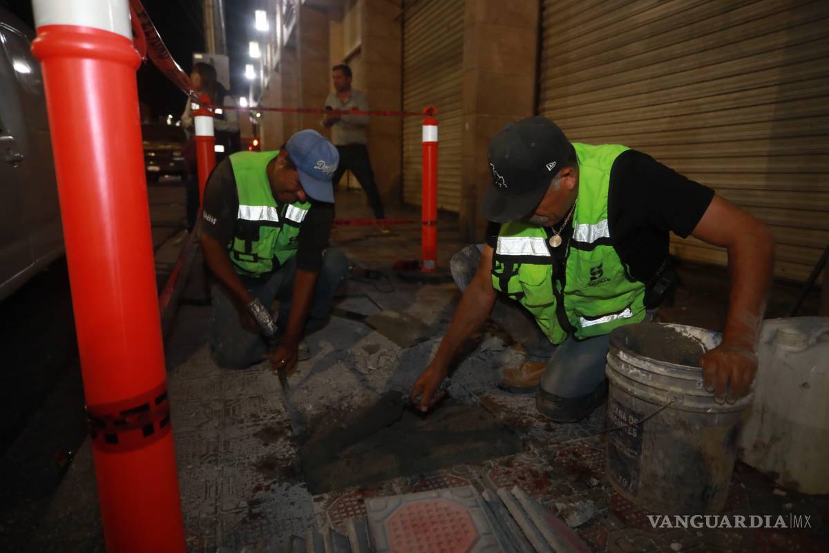 $!Las calles Juan Aldama, Pérez Treviño y Guadalupe Victoria reciben mantenimiento para mejorar la infraestructura y el acceso peatonal.