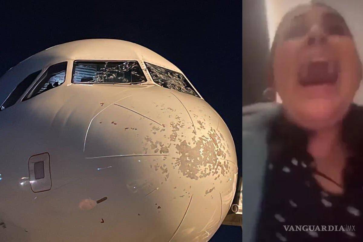 Vuelo del terror... el momento en que terrible tormenta rompe parabrisas de avión de Volaris; fue desviado a Torreón (videos)