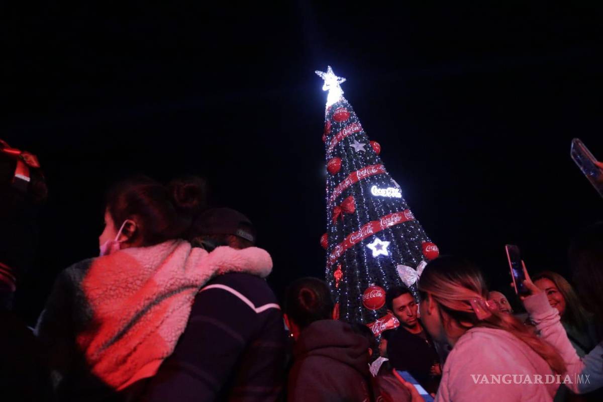 $!En encendido del pino causó sensación entre los pequeños.