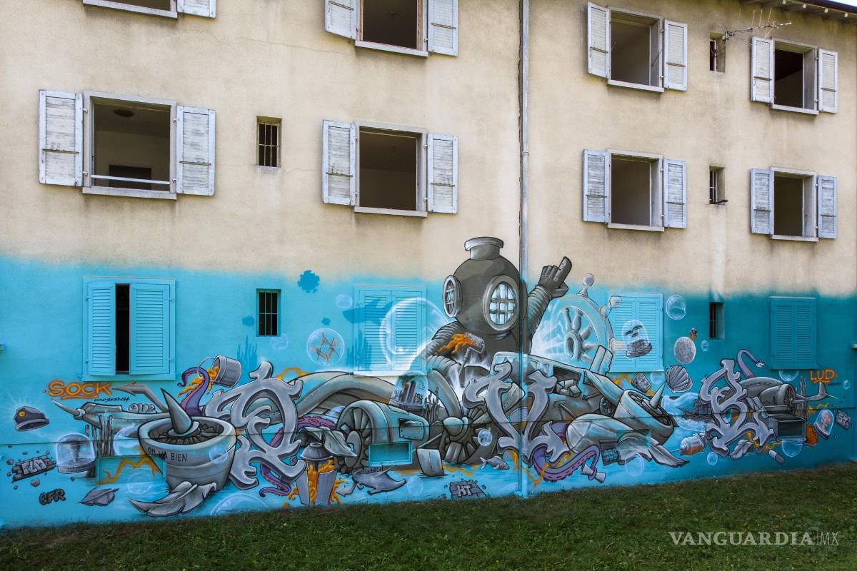 $!Mural en el distrito de Fontenette durante la novena edición de Pump Up The Jam, en Carouge, cerca de Ginebra, Suiza. EFE/EPA/Salvatore Di Nolfi