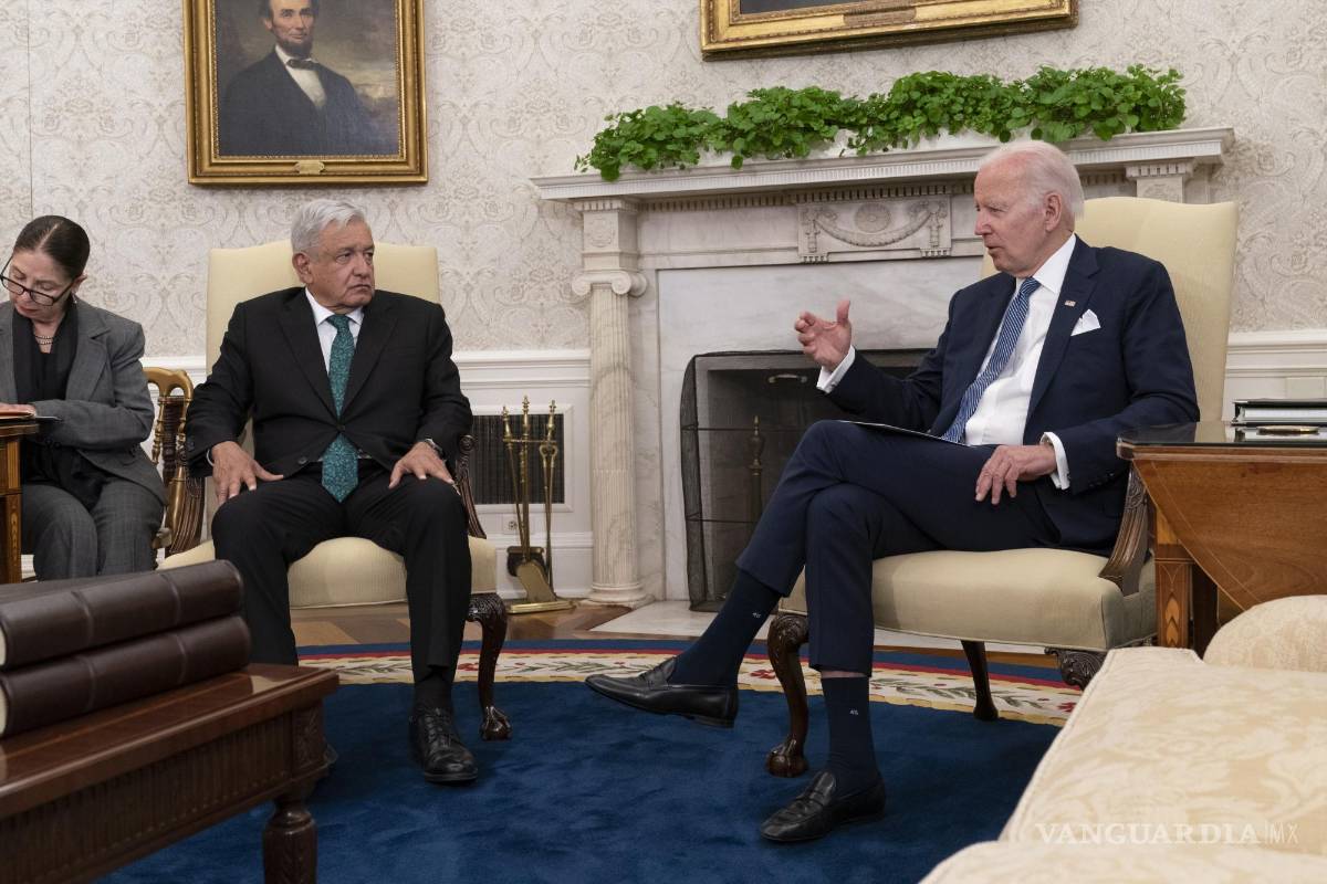 $!Andrés Manuel López Obrador durante conferencia con Joe Biden.