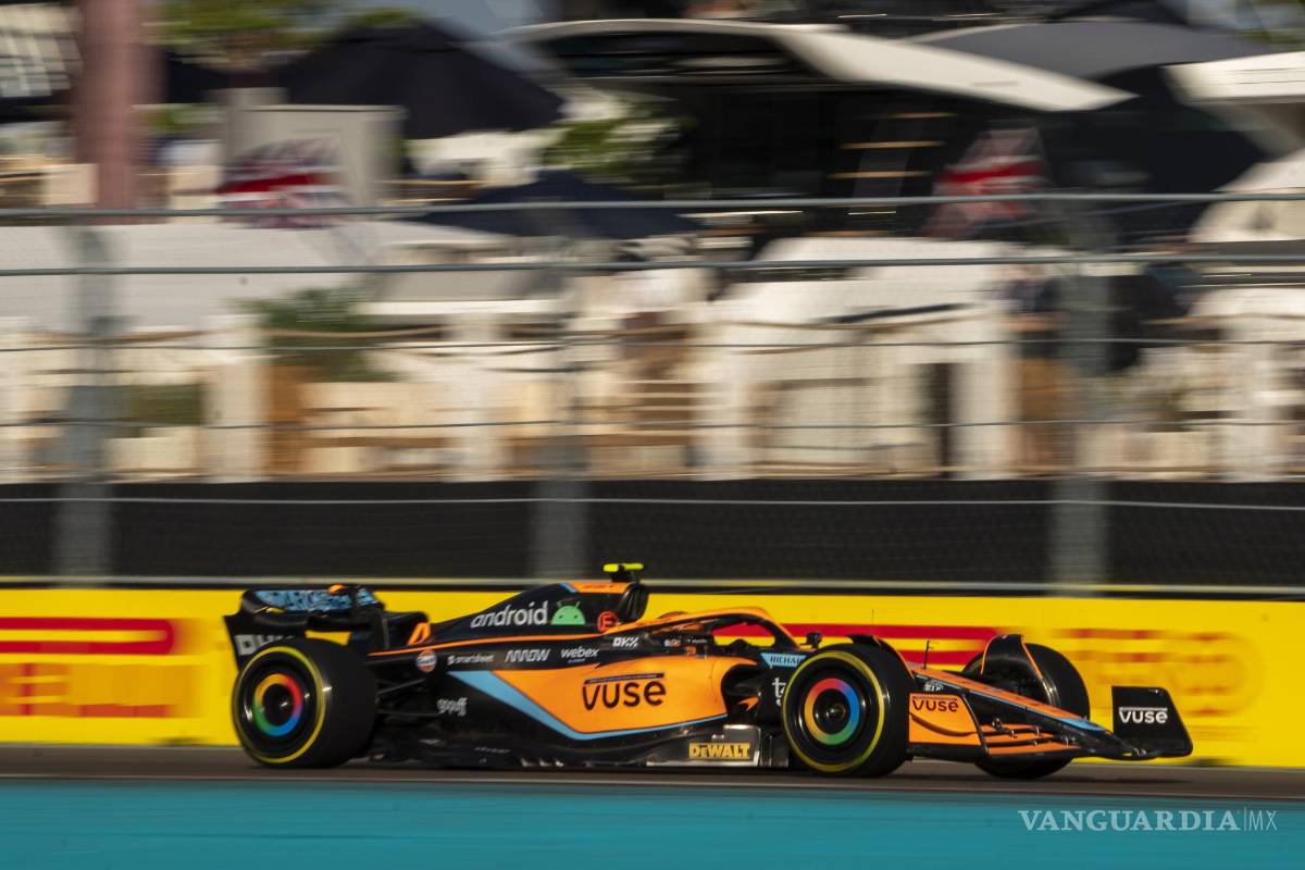$!El piloto británico Lando Norris de McLaren F1 Team en acción durante los entrenamientos libres 2 del Gran Premio de Fórmula Uno de Miami.