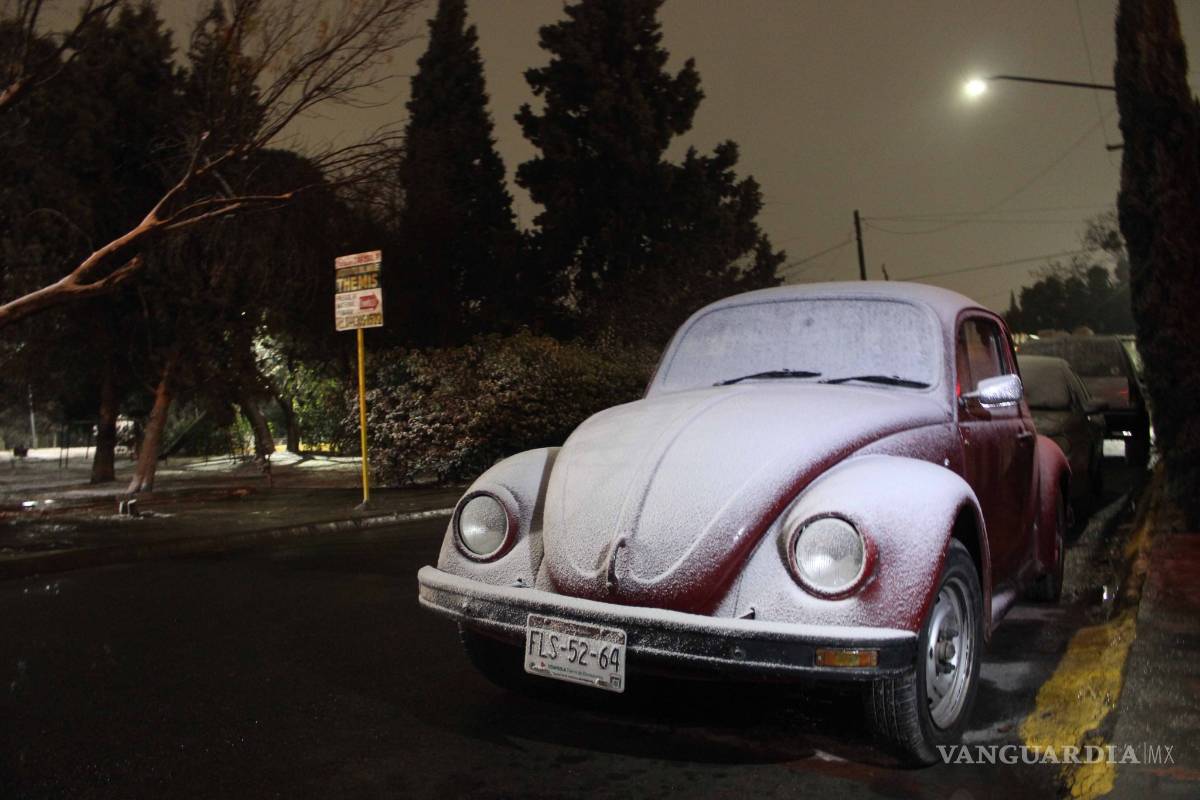 $!Comienza a nevar en Ramos Arizpe; las calles se cubren de blanco