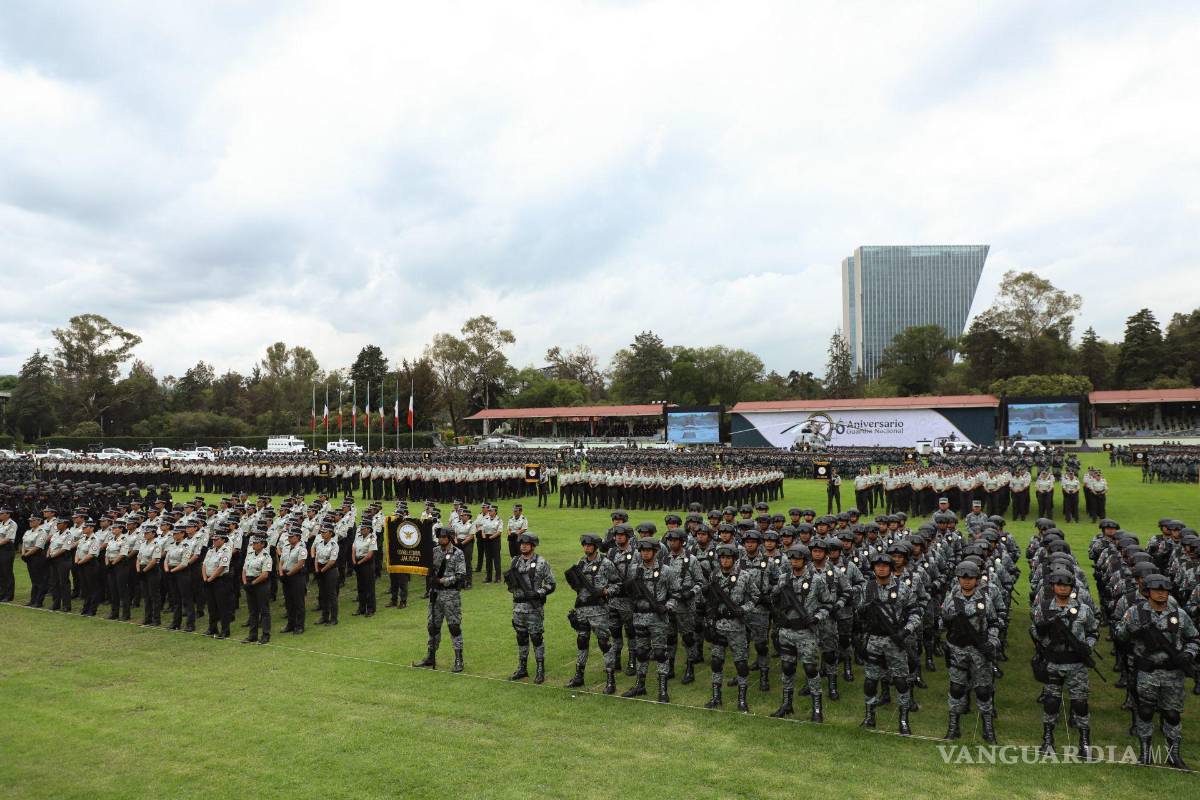 $!La presidenta de México, Claudia Sheinbaum, asistió este lunes para celebrar el sexto aniversario de la Guardia Nacional, grupo de seguridad creado en 2019 por el ex presidente, Andrés Manuel López Obrador durante su sexenio | Foto: Cuartoscuro