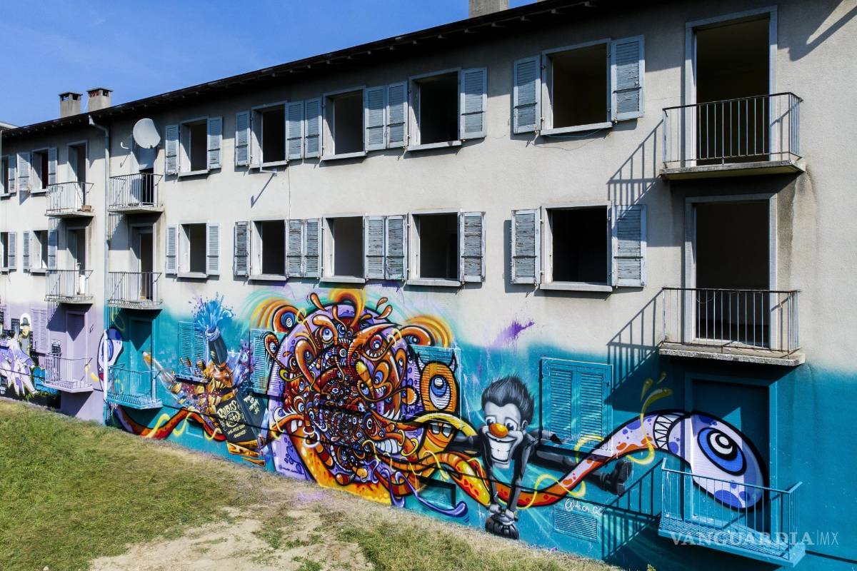 $!Mural en el distrito de Fontenette durante la novena edición de Pump Up The Jam, en Carouge, cerca de Ginebra, Suiza. EFE/EPA/Salvatore Di Nolfi