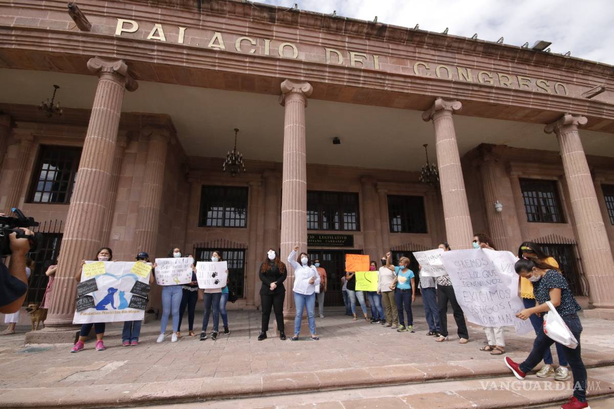 Se manifiestan saltillenses en el Congreso; exigen mayor castigo contra el maltrato animal