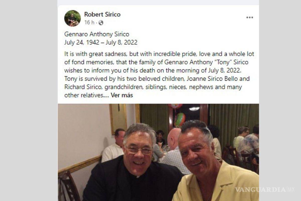 $!Robert Sirico, hermano del actor, dio a conocer la noticia en Facebook.