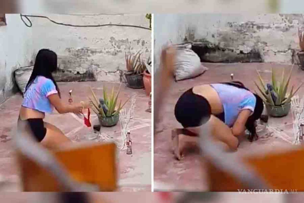Mujer es grabada haciendo “ritual” de 'agua de calzón' (VIDEO)