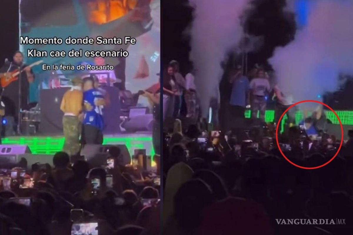 “Se cayó, perro”: Santa Fe Klan sufre accidente en pleno concierto (video)