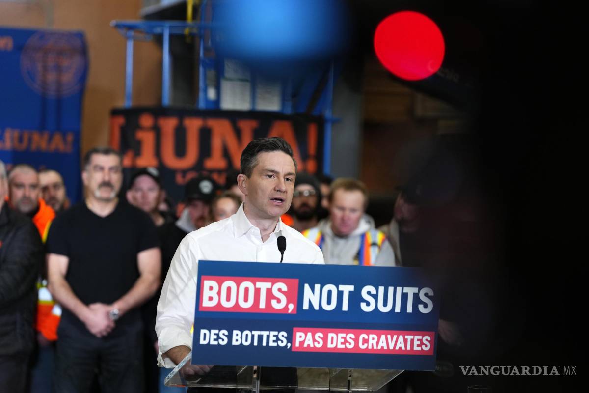 $!El líder conservador Pierre Poilievre habla durante un evento preelectoral en el centro de capacitación de LiUNA! Local 527 en Ottawa.