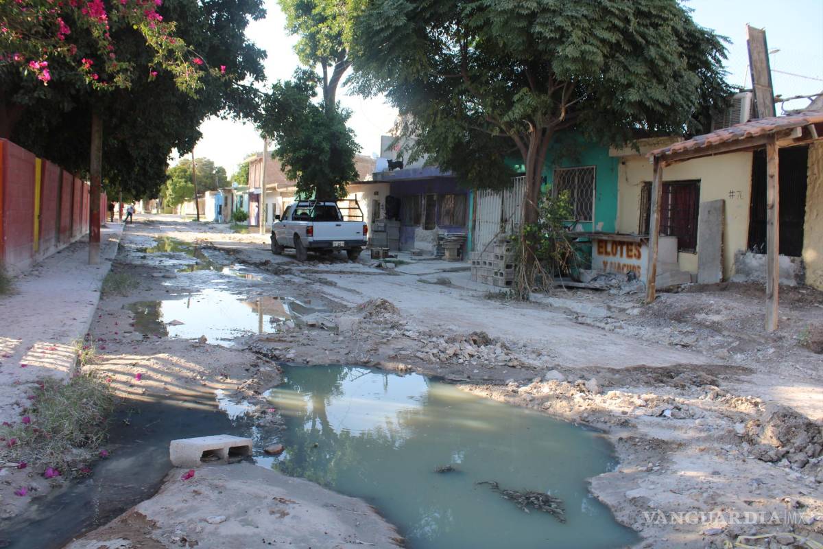 $!Los estragos que causan las lluvias afectan a decenas de habitantes de la ciudad, quienes tienen que resistir al destrozo del pavimento y anegaciones que representan un foco de infección.