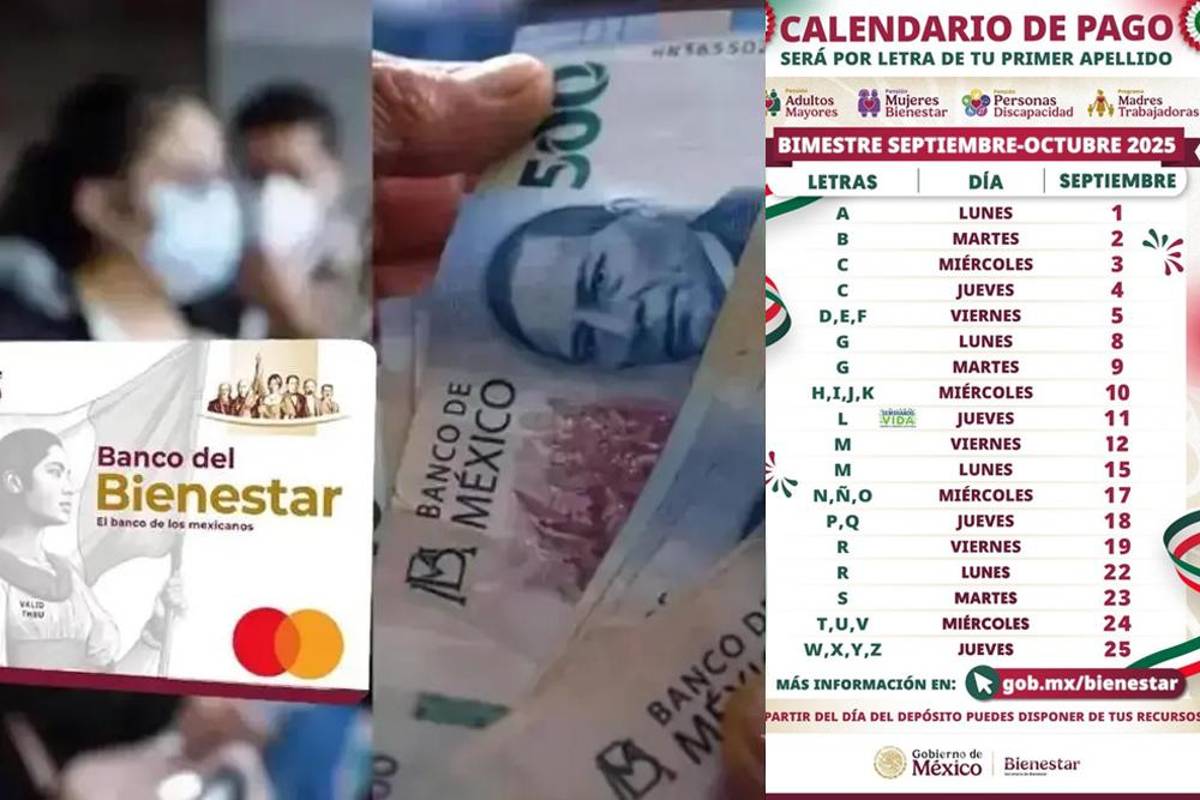 Pensión del Bienestar... ¿Qué apellidos reciben el pago de 6 mil 200 pesos del 8 al 25 de septiembre, según el calendario?