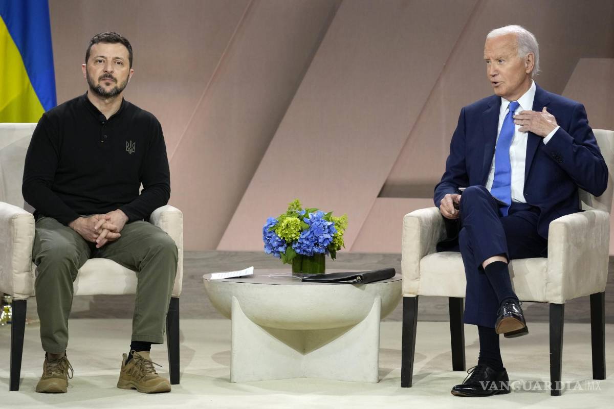 $!El presidente Joe Biden habla durante una reunión con el presidente de Ucrania, Volodymyr Zelenskyy, al margen de la Cumbre de la OTAN en Washington.