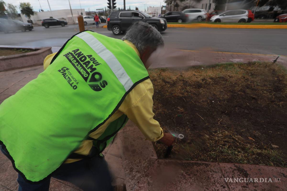 $!El sistema de riego de la Plaza del Congreso es rehabilitado para garantizar el mantenimiento de sus áreas verdes.