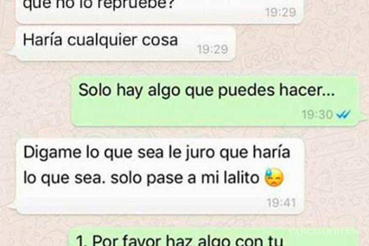 Madre 'negocia' con profesor para que no repruebe a su hijo en Whatsapp, y esto pasó