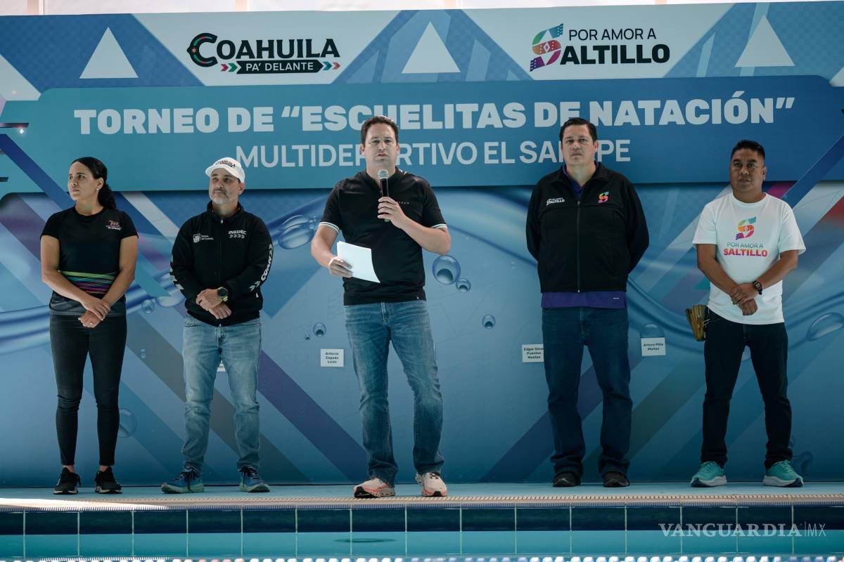 $!El alcalde Javier Díaz González inaugura el IV Torneo de Escuelitas de Natación en el Multideportivo El Sarape, promoviendo el deporte infantil en Saltillo.