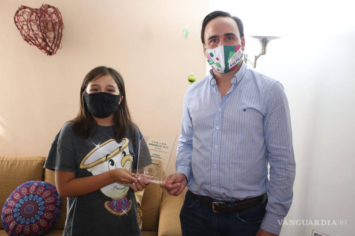 Visita Manolo Jiménez a alcaldesa del Cabildo Infantil 2020 de Saltillo