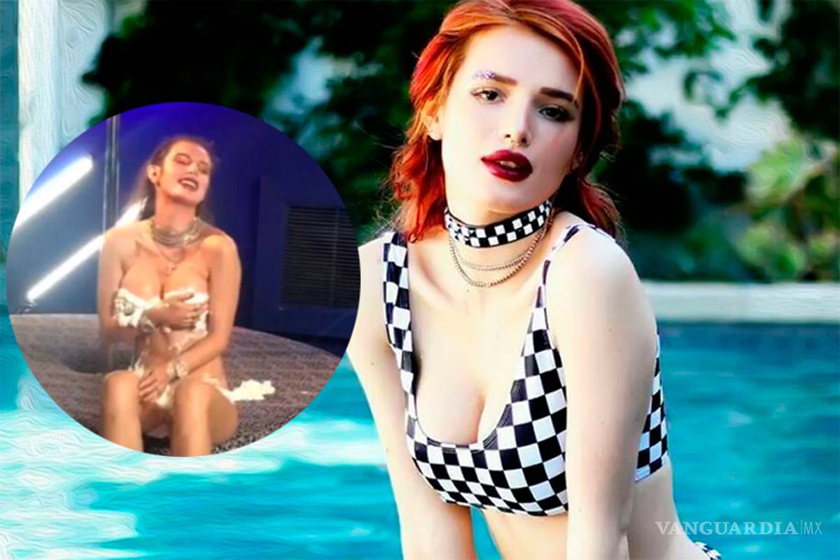 Cubierta solo con crema batida, Bella Thorne casi deja ver todo