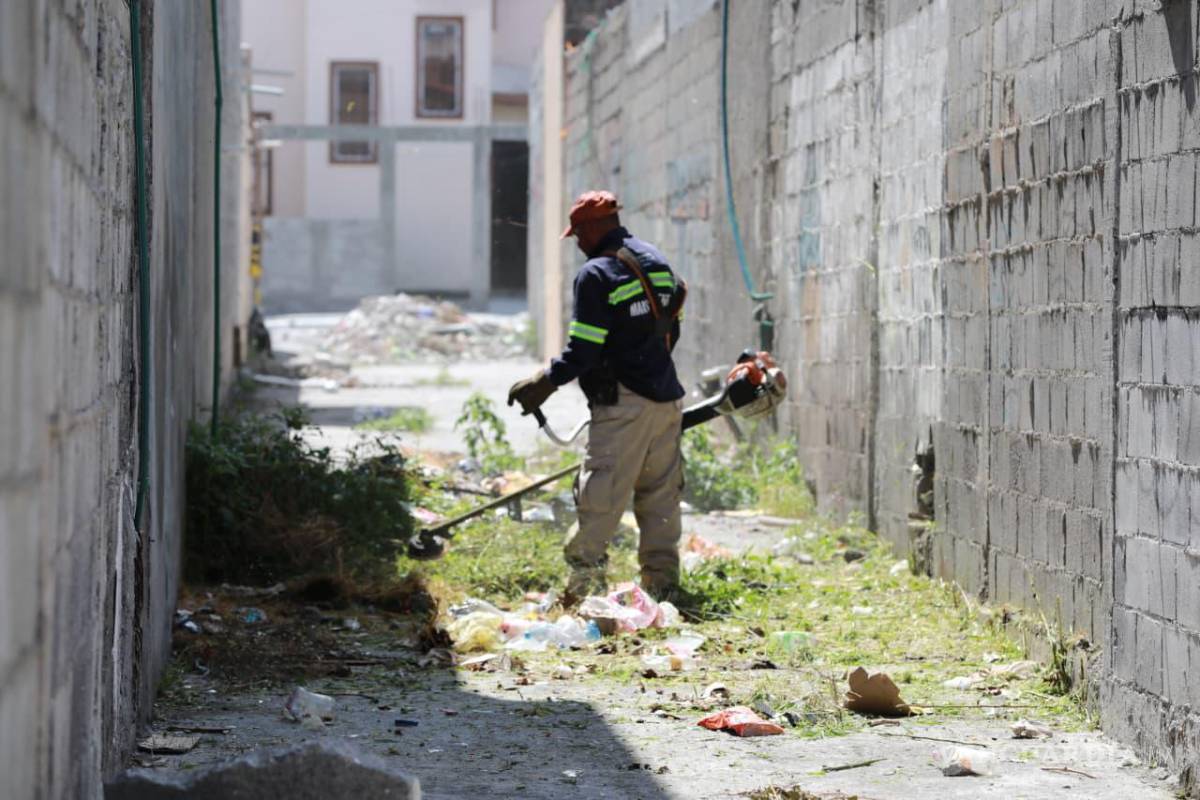 $!En la colonia San Patricio se efectuaron labores de deshierbe, limpieza y conservación de áreas de convivencia.