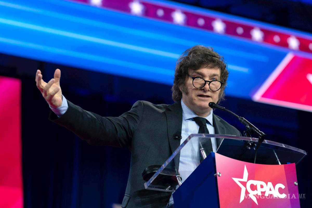$!El presidente argentino Javier Mileien la Conferencia de Acción Política Conservadora, en el National Harbor en Oxon Hill, Maryland.