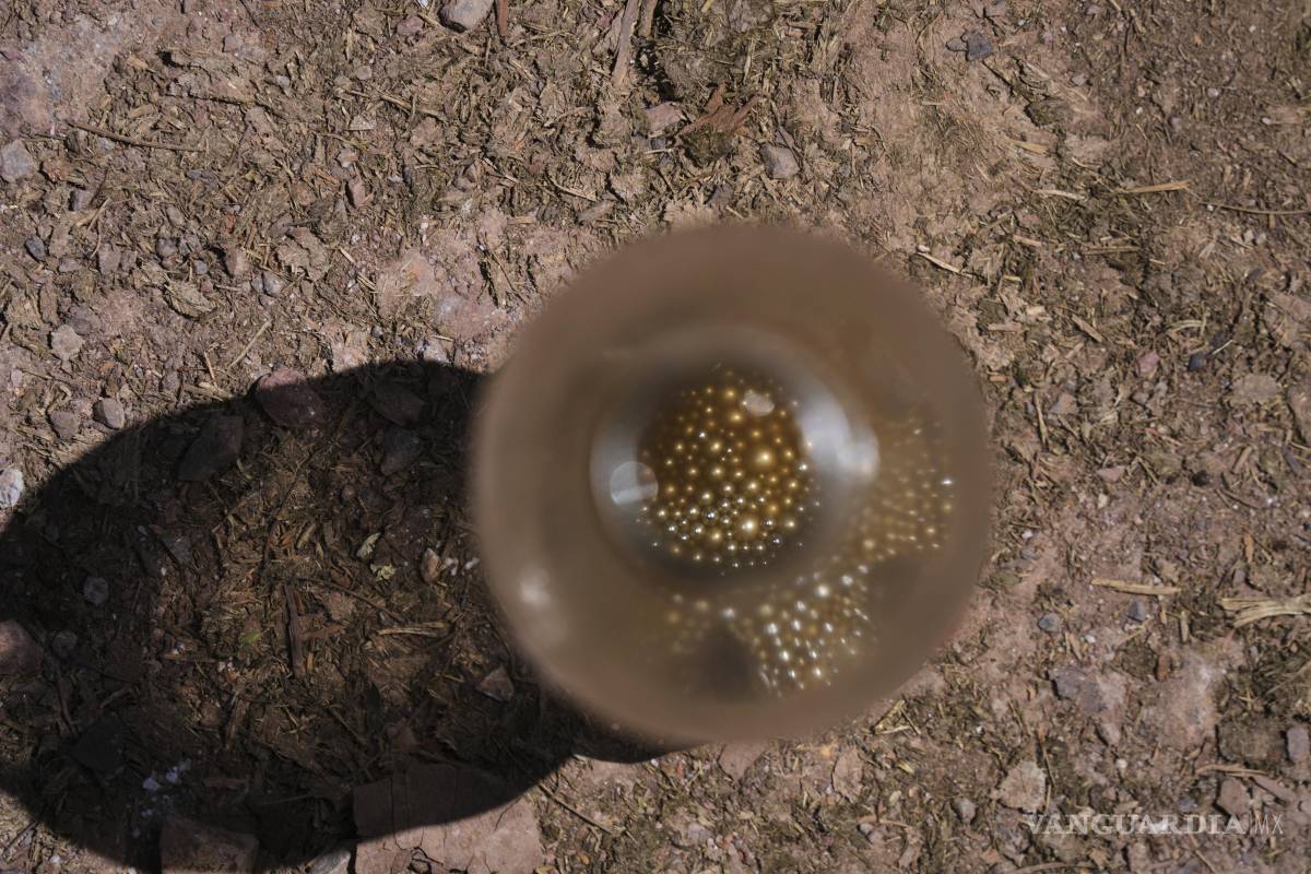 $!Una muestra de mercurio se exhibe en una botella de Coca-Cola en San Joaquín, Querétaro.