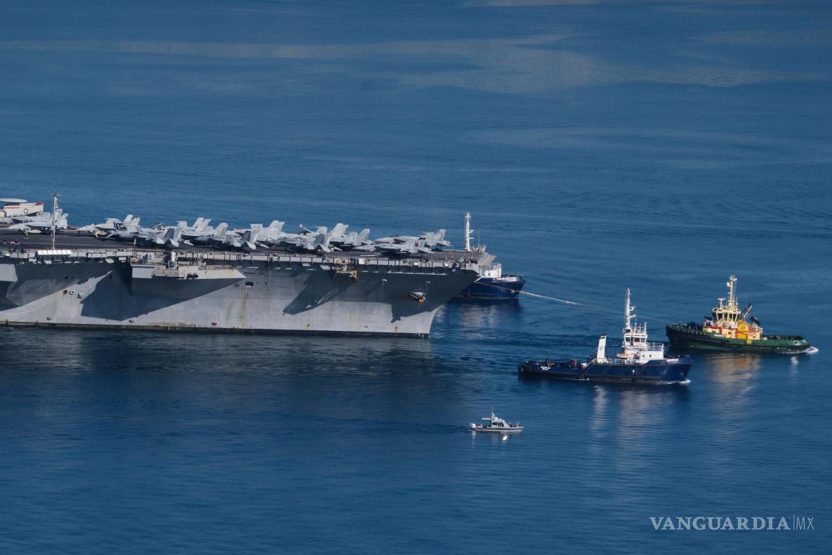 $!El USS Gerald R. Ford arribó este viernes a la costa norte de Israel.