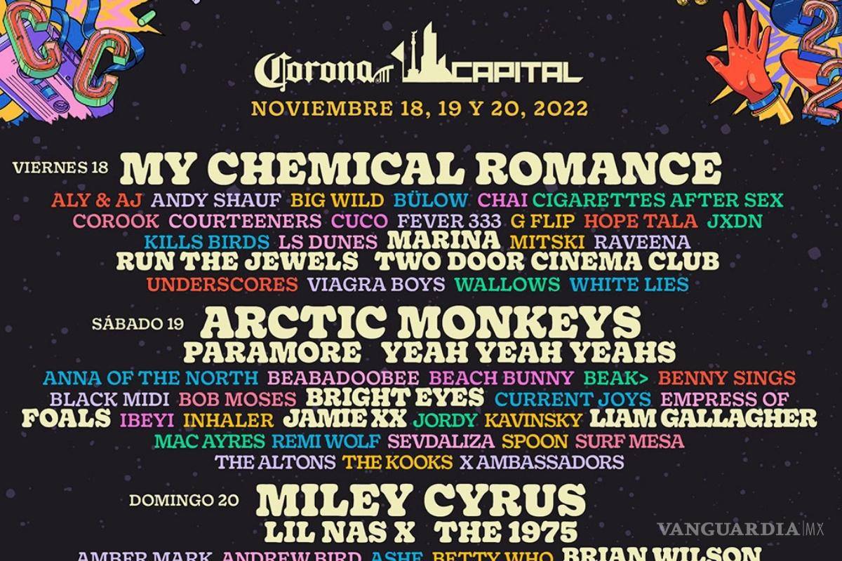 Listo el Corona Capital con Miley Cyrus, Arctic Monkeys, My Chemical Romance y Paramore