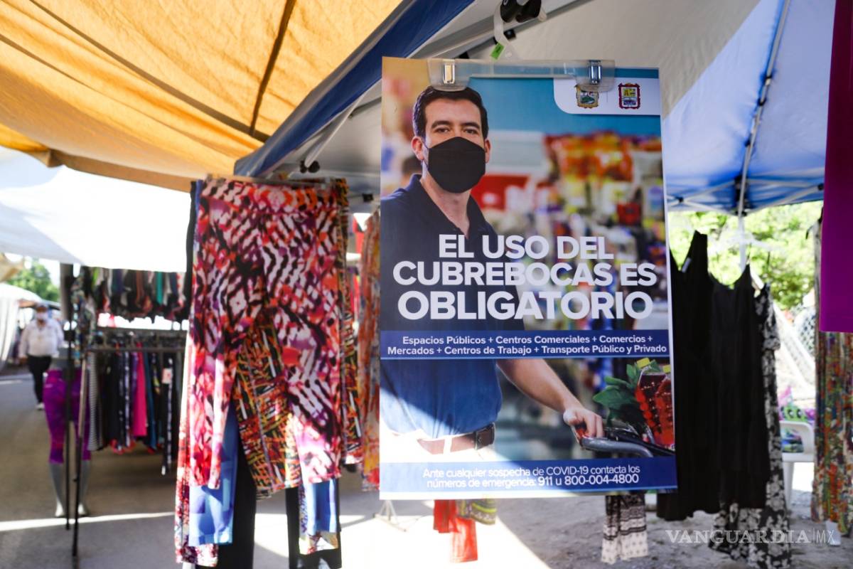 Plazas y Mercados no bajan la guardia verificando medidas sanitarias en tianguis