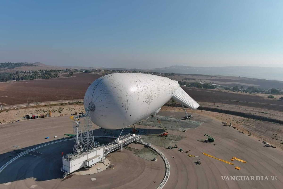 $!En esta imagen publicada por la oficina del portavoz del Ministerio israelí de Defensa, un Sistema Aerostático de Alta Disponibilidad. Israel dijo haber iniciado las pruebas de un enorme dispositivo hinchable diseñado para mantenerse a gran altitud y detectar amenazas de largo alcance. AP/Oficina del portavoz del Ministerio israelí de Defensa