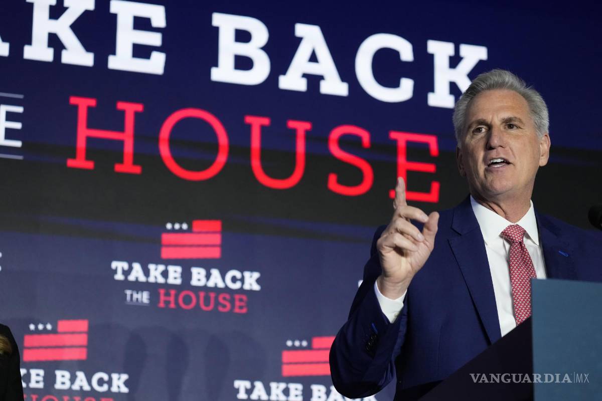 $!El líder de la minoría de la Cámara de Representantes, Kevin McCarthy, de California, habla en un evento electoral en Washington.