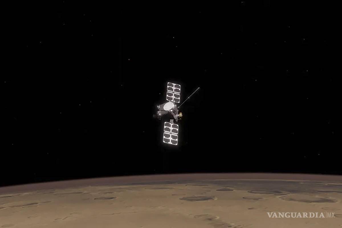 $!Una imagen proporcionada por Rocket Lab muestra una ilustración conceptual de la nave espacial ESCAPADE sobre Marte.