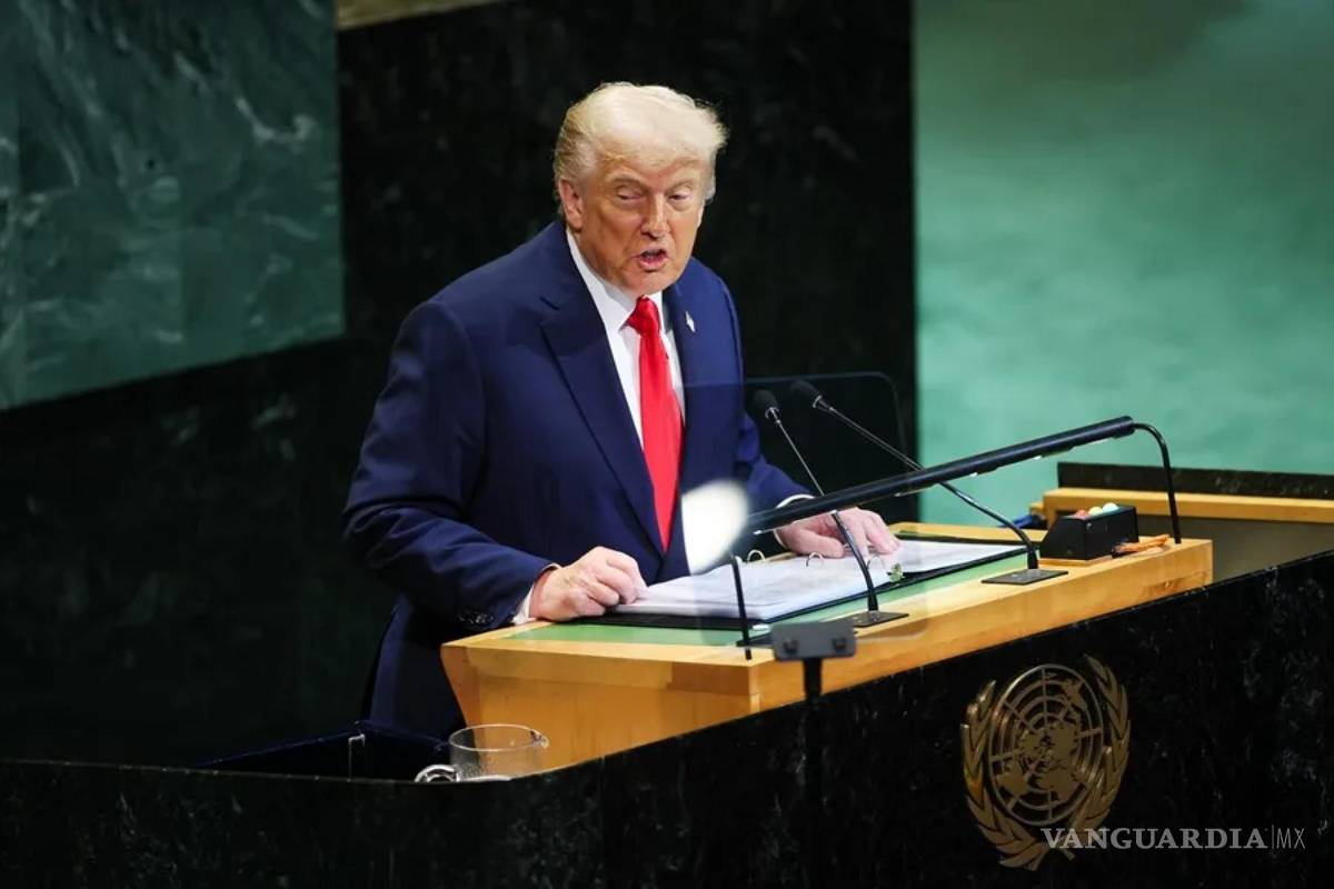 $!El presidente de Estados Unidos, Donald Trump, interviene durante el Debate General del 80º período de sesiones de la Asamblea General de la ONU.
