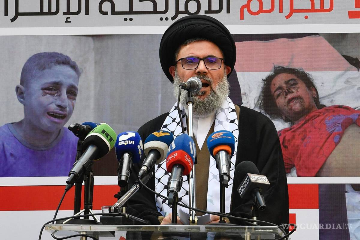 $!El jefe del Consejo Ejecutivo de Hezbollah, Sayyed Hashem Safieddine, en una protesta organizada por Hezbollah en solidaridad con el pueblo palestino.