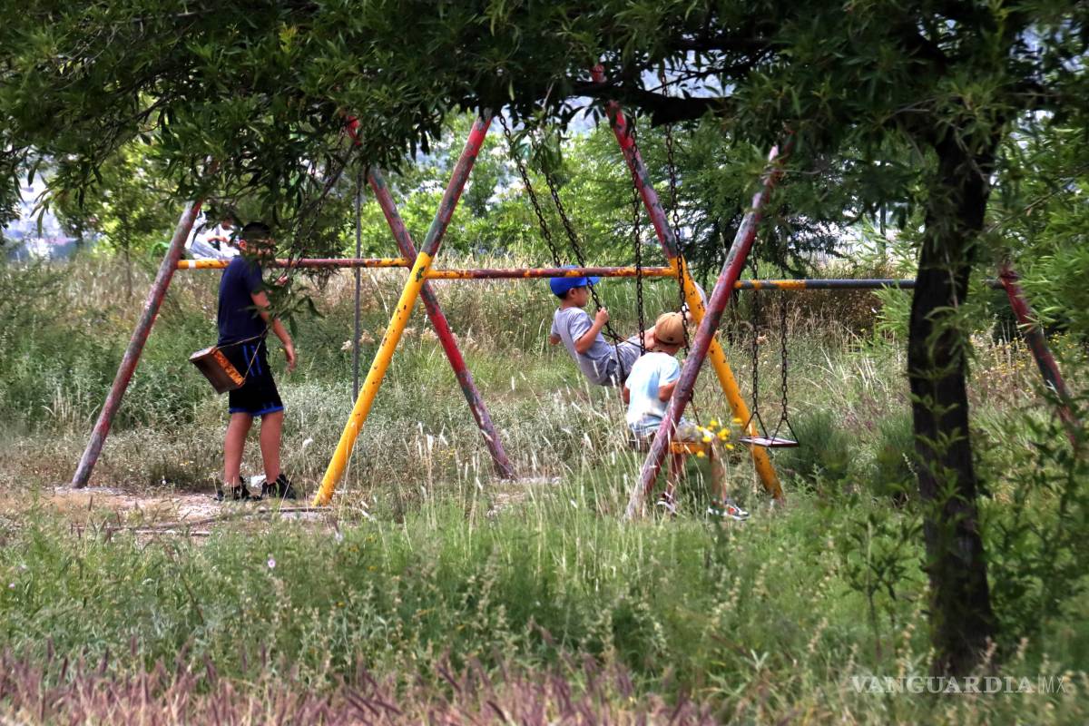 $!Niños juegan y andan en bicicleta en medio de áreas verdes deterioradas del Parque V. Carranza.