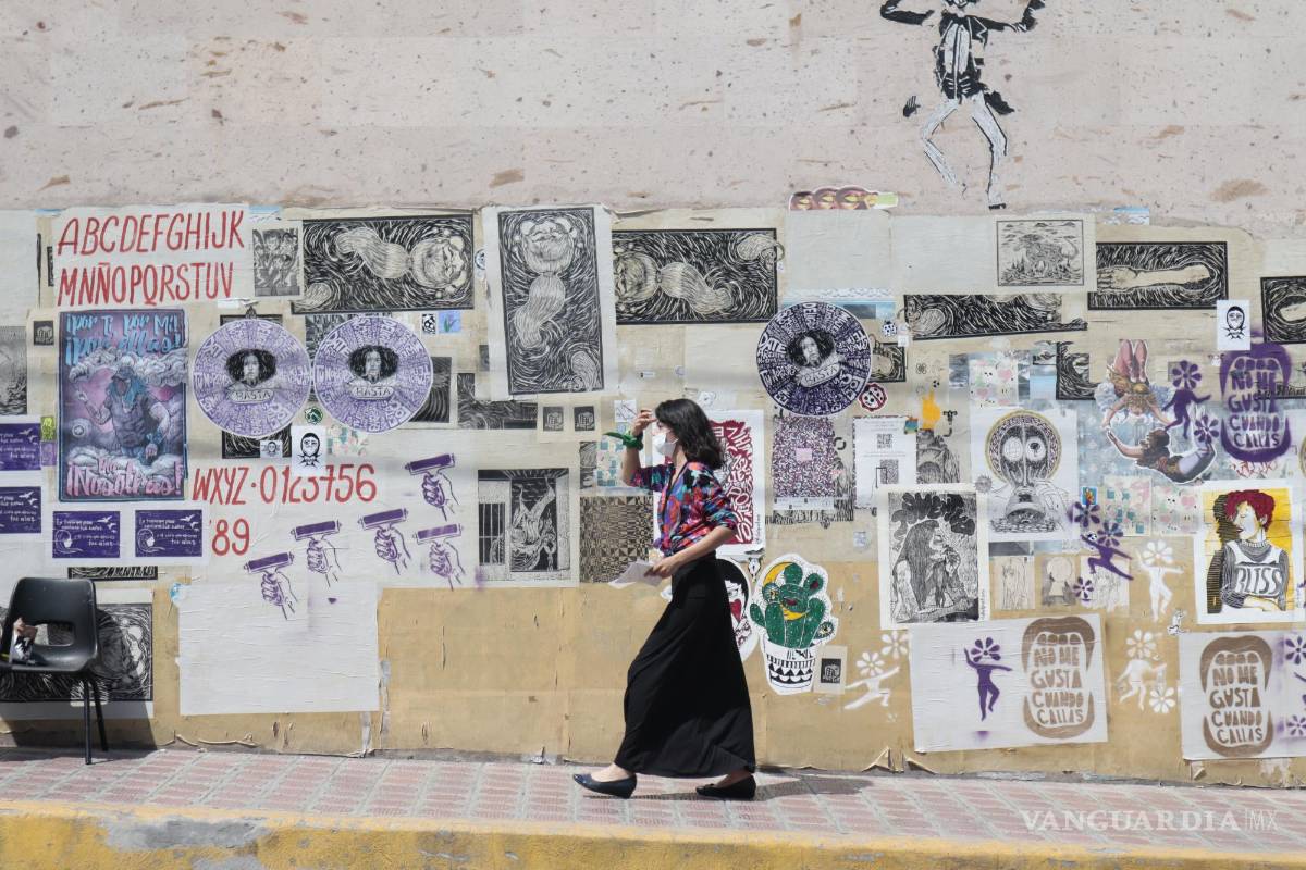 $!‘Muro Violeta’, la intervención artística para la concientización sobre la violencia de género en el Museo de Artes Graficas de Saltillo