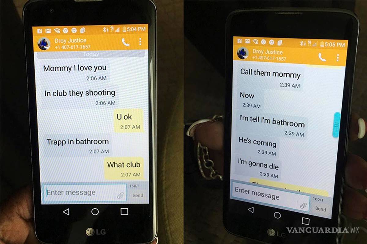 "Mami te amo. Están disparando en el club": Víctima envía mensajes durante la masacre en Orlando