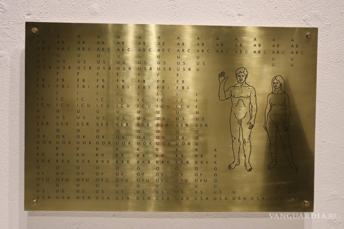 $!Esta pieza juega con el espectador y parodia la famosa Placa de la Pioneer.