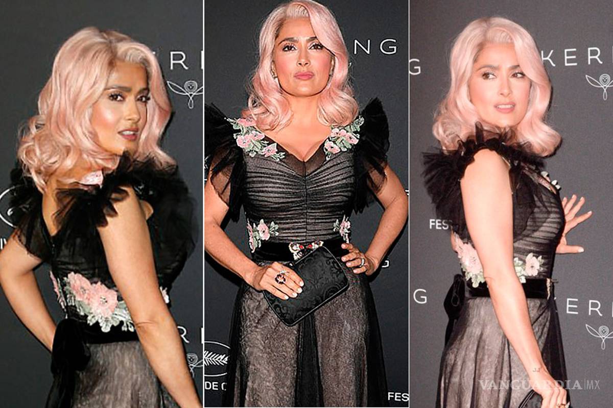 Salma Hayek sorprende en Cannes con cabello rosa