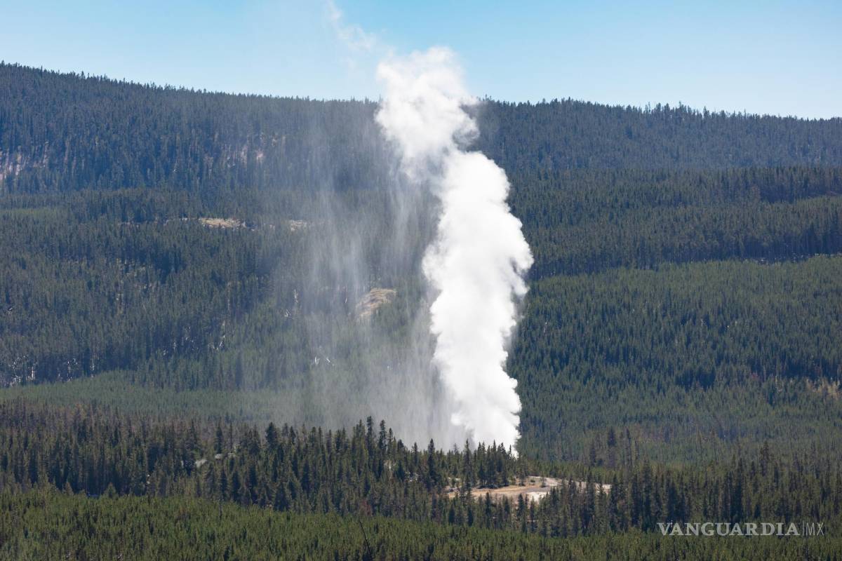 $!Vapor de Steamboat Geyser vista desde el mirador de Norris Geyser Basin.