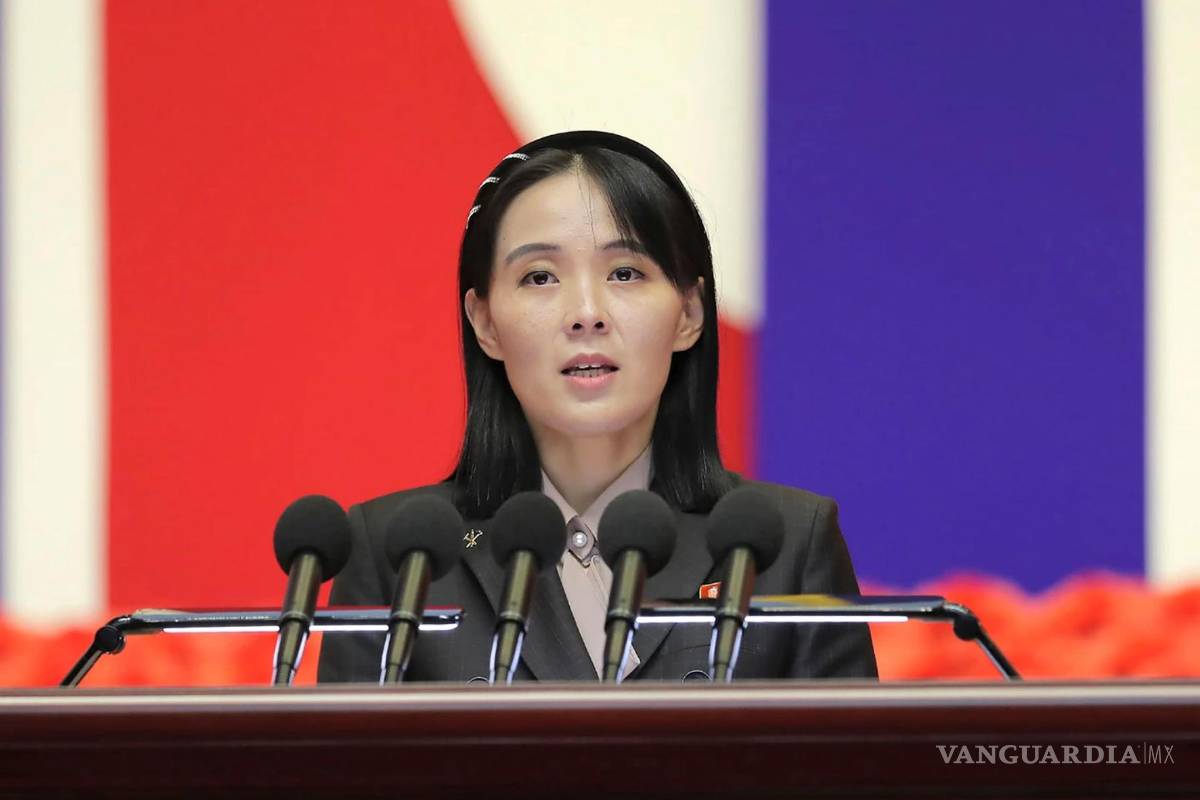 $!Kim Yo Jong, hermana del presidente de Corea del Norte Kim Jong Un, pronuncia un discurso el 10 de agosto de 2022, en Pyongyang, Corea del Norte.