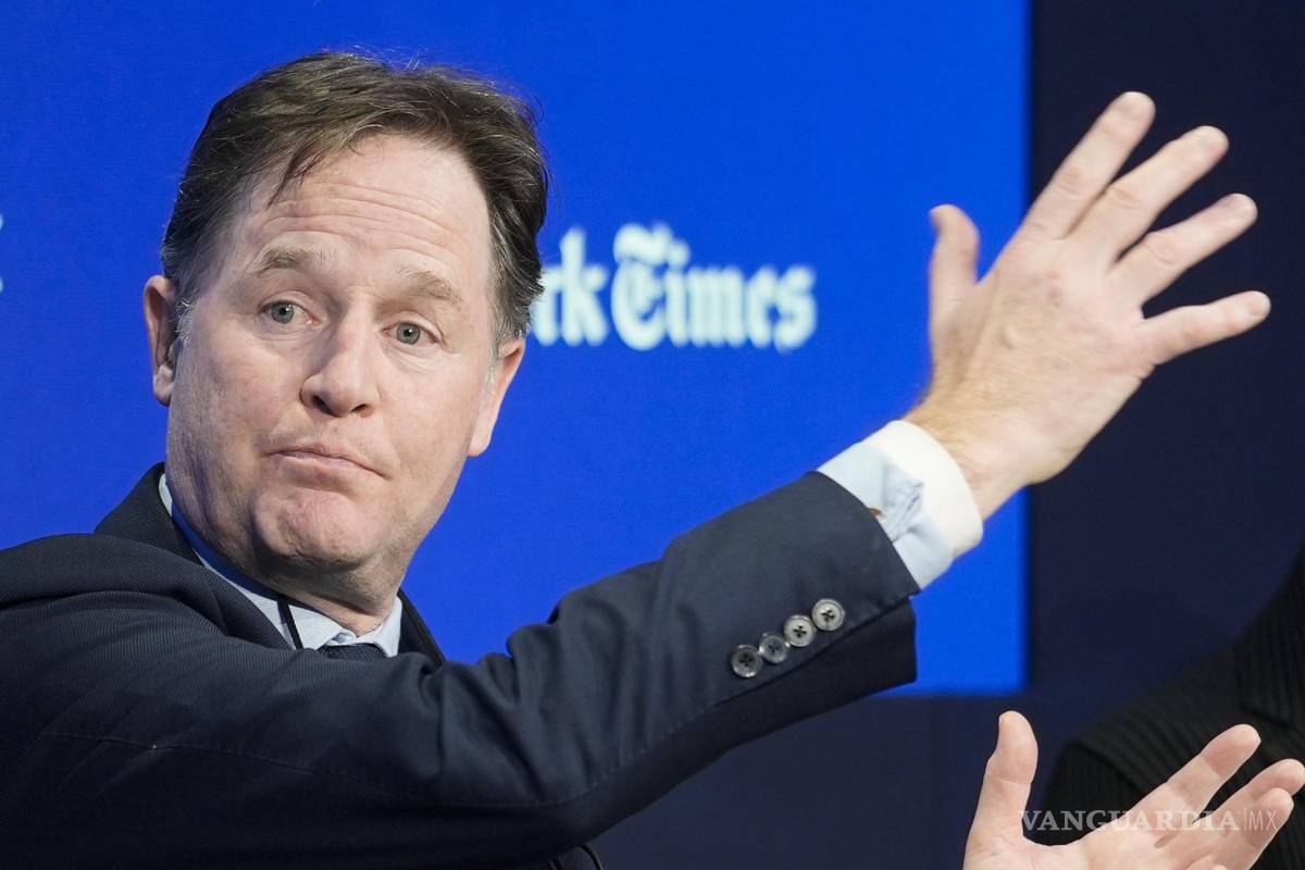 $!El presidente de asuntos globales de Meta, Nick Clegg, habla en el Foro Económico Mundial en Davos, Suiza, el 18 de enero de 2024.