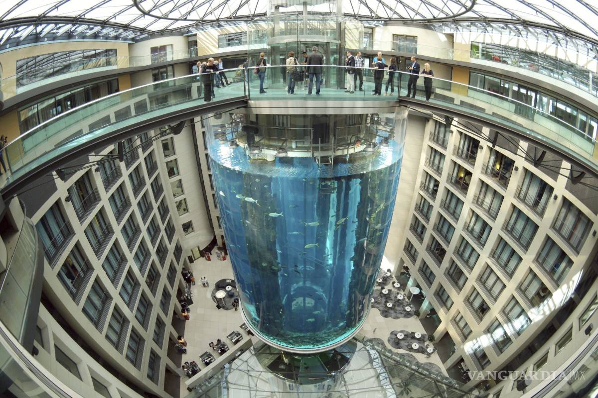 AquaDom, el acuario cilíndrico más grande del mundo