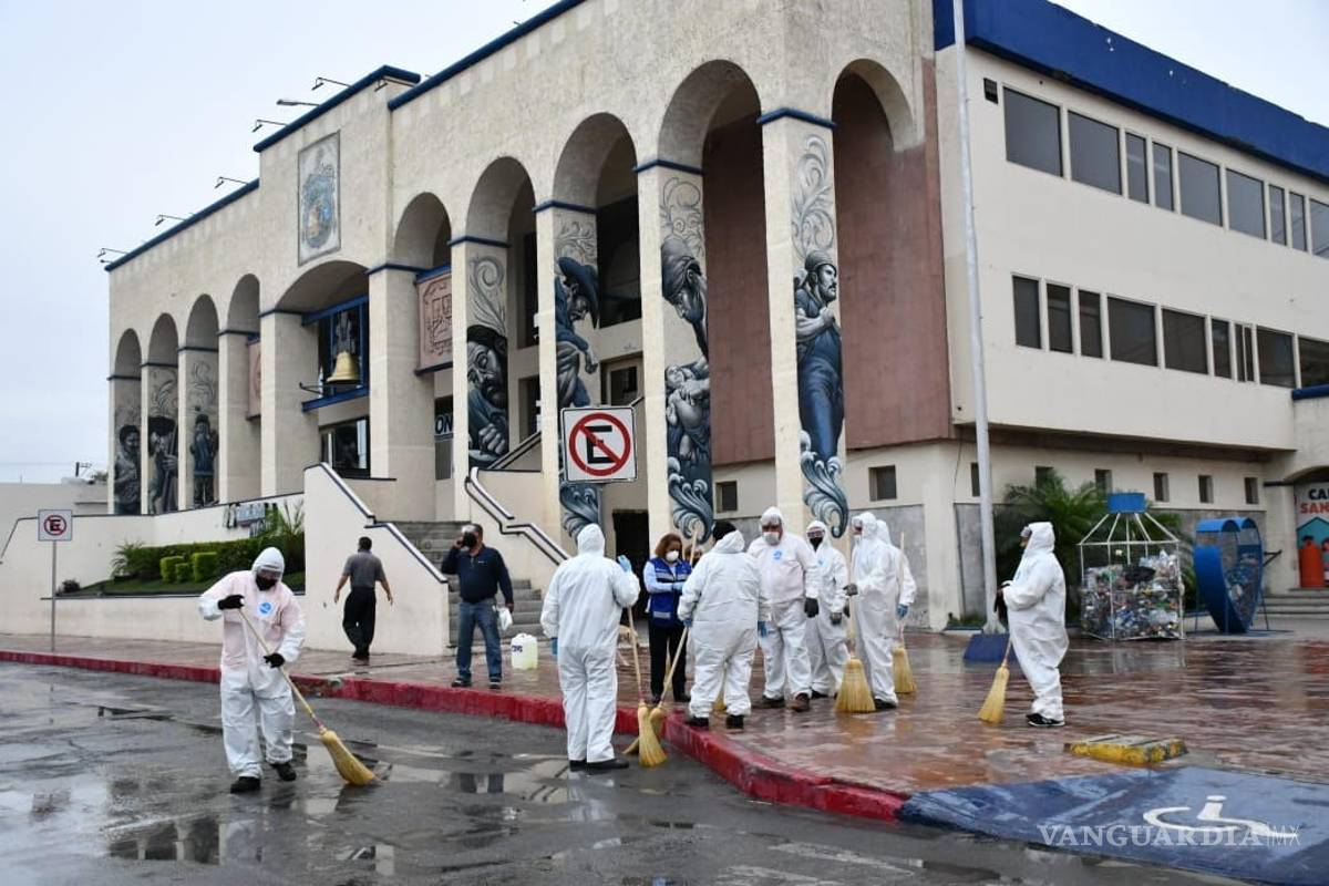 Inician sanitización de la Zona Centro de Monclova ante próxima reapertura de negocios
