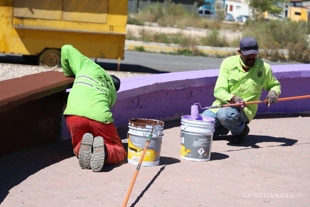 $!A través del programa “Saltillo Me Gusta de Colores”, cuadrillas municipales han llevado a cabo intervenciones en plazas públicas de seis colonias, brindando una nueva vida a estos lugares.