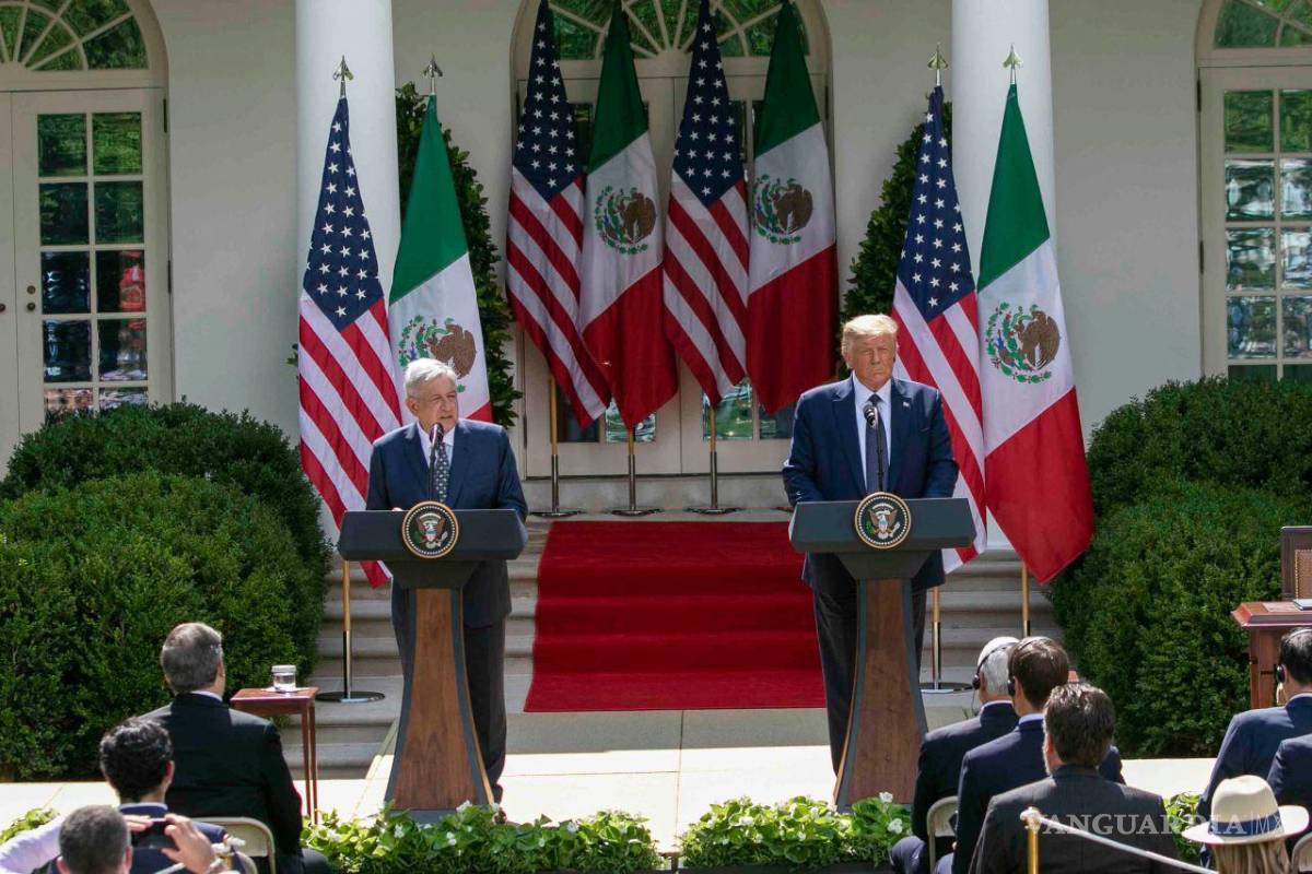 $!Imagen del 08 de julio de 2020. Andrés Manuel López Obrador, Presidente de México, con Donald Trump, Presidente de los Estados Unidos, en la Casa Blanca.