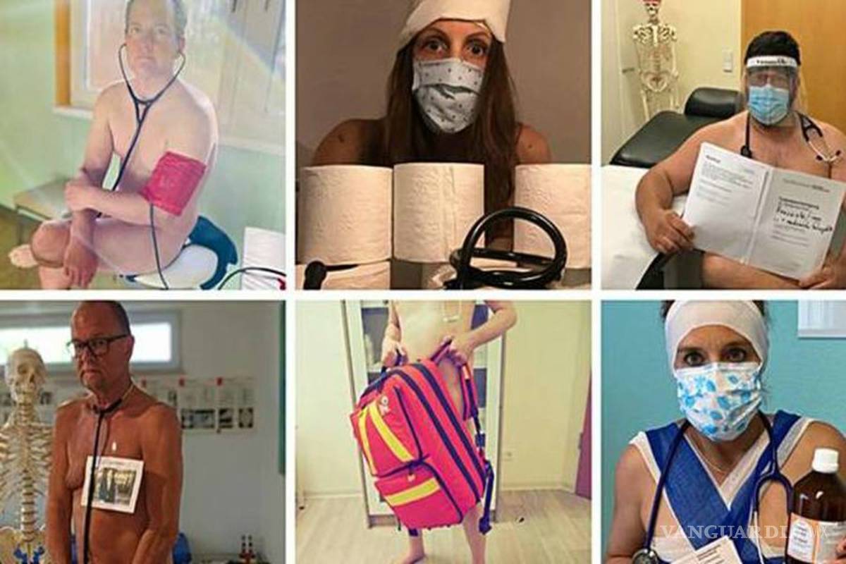 Desnudos, así protestan médicos por falta de protección ante COVID-19